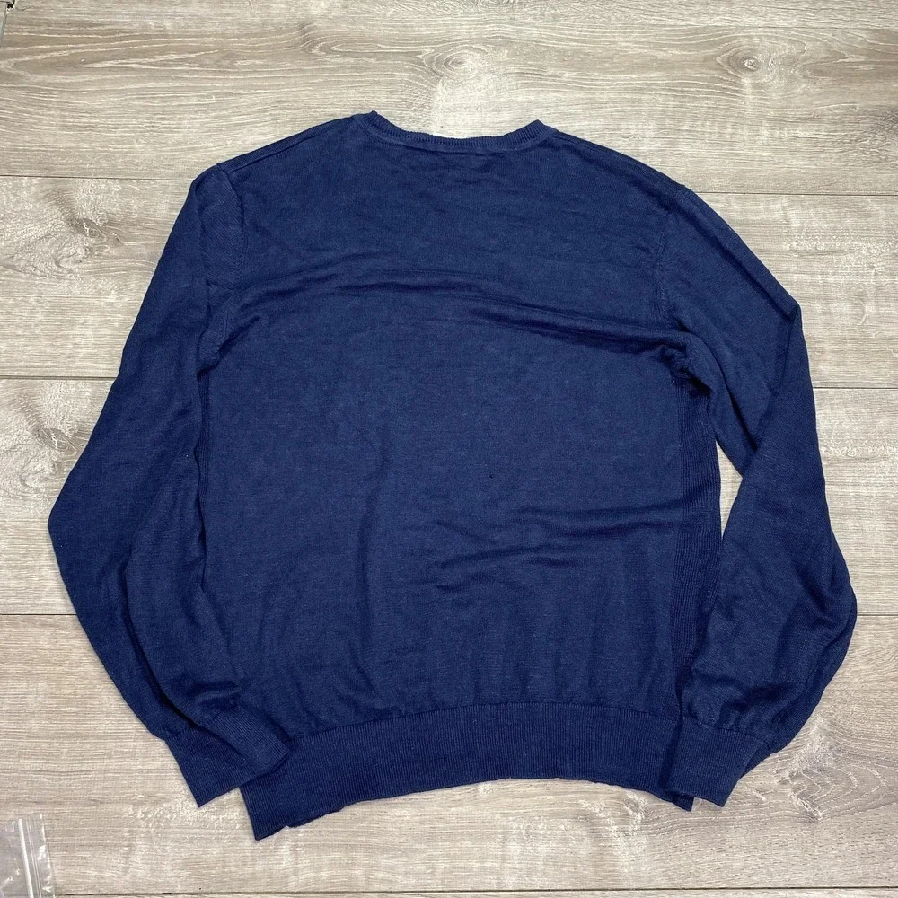 AG Adriano Goldschmied Sweater‎ Mens XL Navy Linen Crewneck Pullover 70592LES